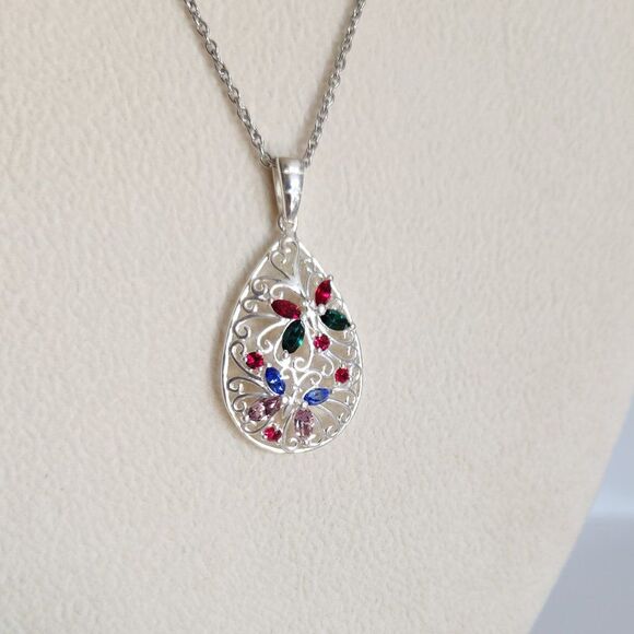 Swarovski Crystals Multi Color Necklace - Picture 3 of 9